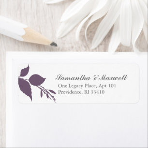 Purple and White Botanical Greenery Return Address Label