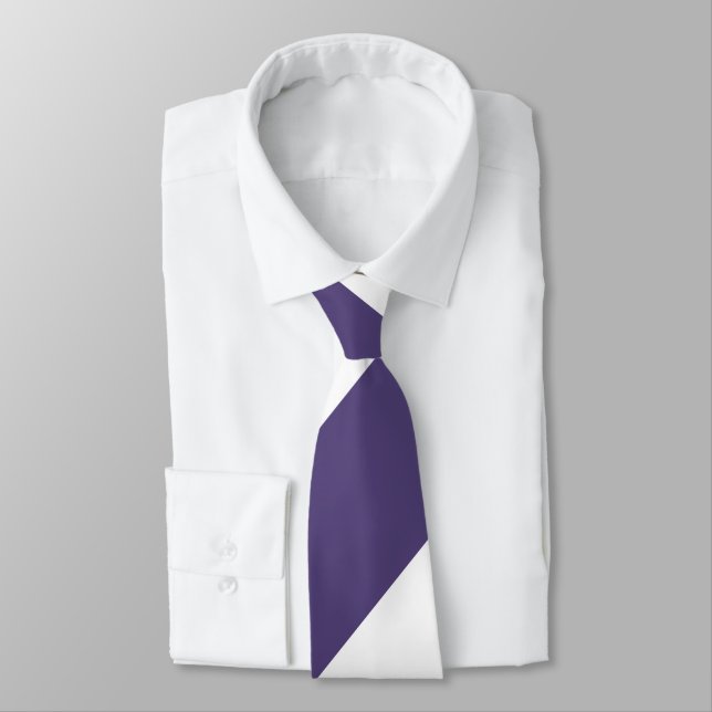 Purple and White Broad Regimental Stripe Tie (Tied)