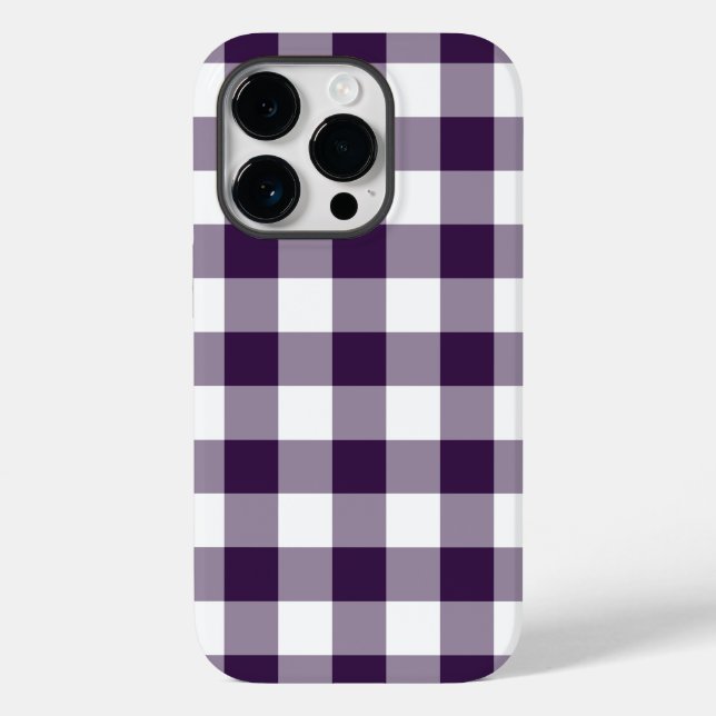 Purple and White Buffalo Plaid Case-Mate iPhone Case (Back)