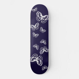 Purple and White Butterflies Pattern Skateboard