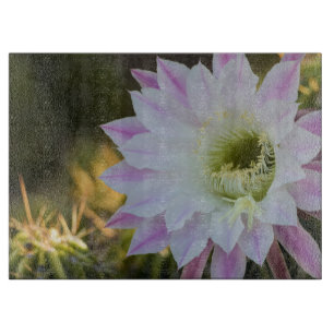 Purple and White Cactus Flower Cutting Board