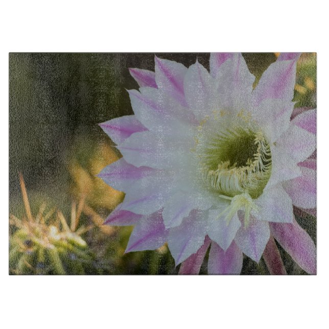Purple and White Cactus Flower  Cutting Board (Front)