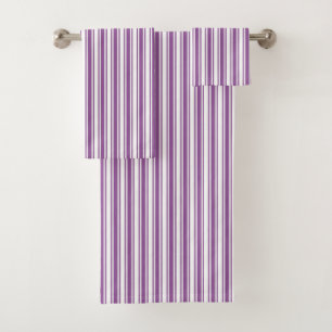 Purple and white candy stripes bath towel set