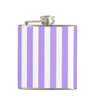 Purple and white candy stripes hip flask