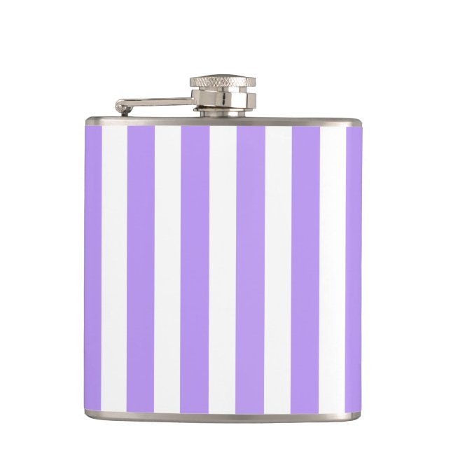 Purple and white candy stripes hip flask (Front)