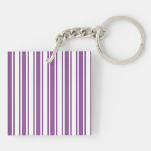Purple and white candy stripes key ring
