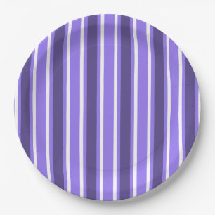 Purple and white candy stripes paper plate