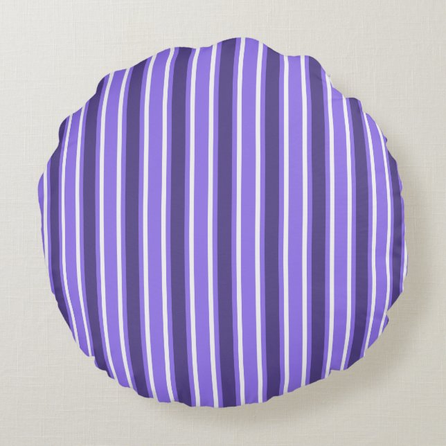 Purple and white candy stripes round cushion (Back)