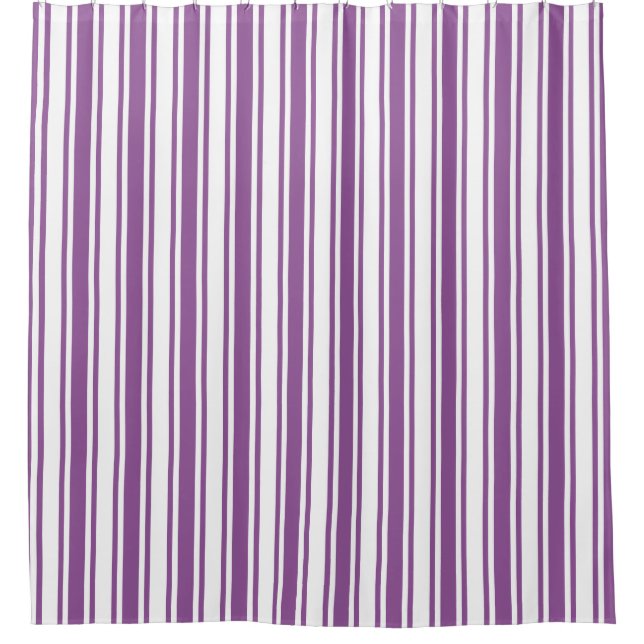 Purple and white candy stripes shower curtain (Front)