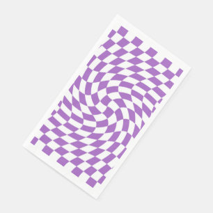 Purple and White Chequered Chequerboard Pattern Napkin