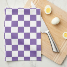 Purple and White Chequered Kitchen Towel