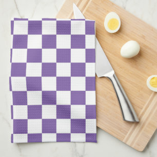 Purple and White Chequered Kitchen Towel