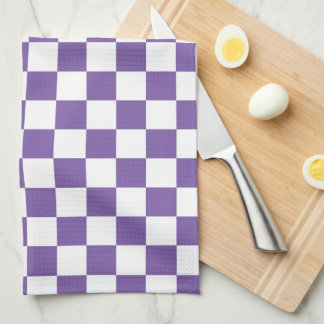 Purple and White Chequered Kitchen Towel