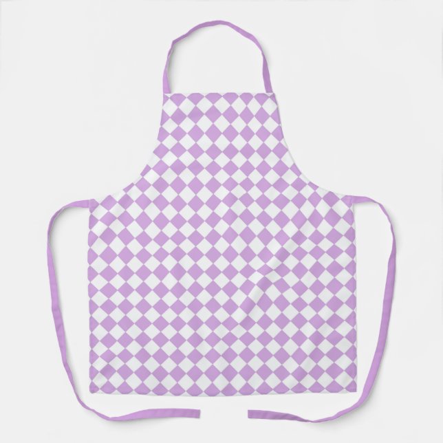 Purple and White Chequered Pattern Apron (Front)