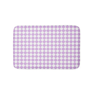 Purple and White Chequered Pattern Bath Mat