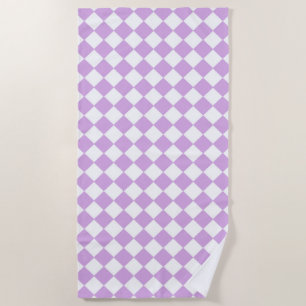 Purple and White Chequered Pattern Beach Towel