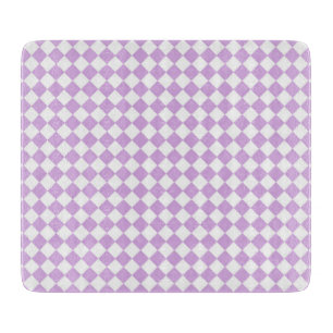 Purple and White Chequered Pattern Cutting Board