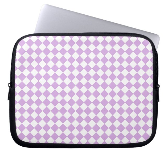 Purple and White Chequered Pattern Laptop Sleeve (Front)