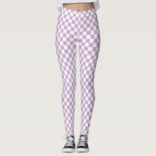 Purple and White Chequered Pattern Leggings