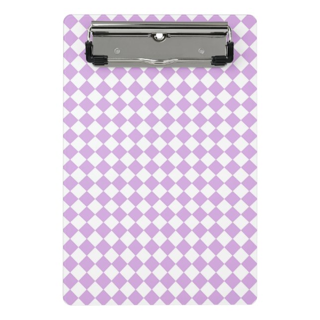 Purple and White Chequered Pattern Mini Clipboard (Front)
