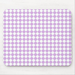 Purple and White Chequered Pattern Mouse Pad