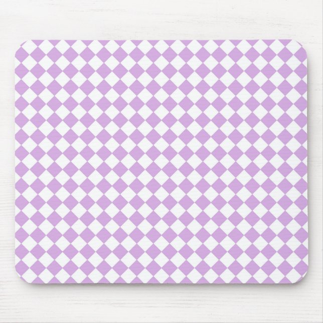 Purple and White Chequered Pattern Mouse Pad (Front)