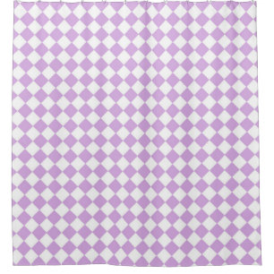 Purple and White Chequered Pattern Shower Curtain