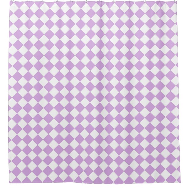 Purple and White Chequered Pattern Shower Curtain (Front)