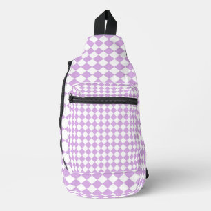 Purple and White Chequered Pattern Sling Bag