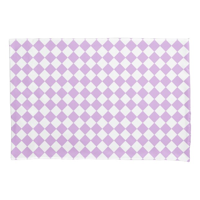 Purple and White Chequered Pattern Standard Pillowcase (Front-Left)