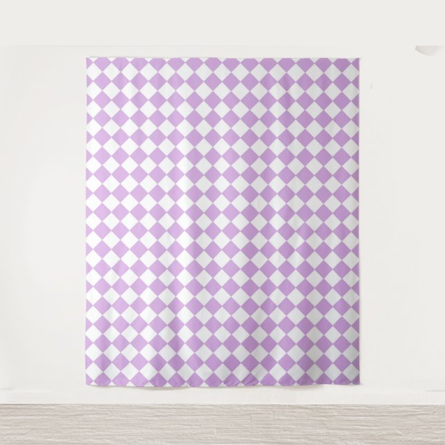 Purple and White Chequered Pattern Tapestry (Front)