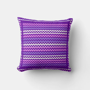 Purple and White Chevron Modern Zigzag Cushion