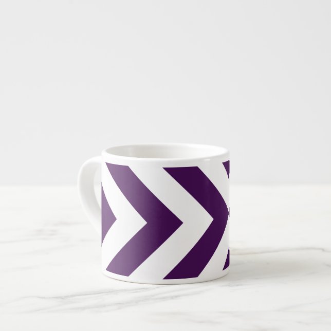 Purple and White Chevrons Espresso Cup (Front Left)