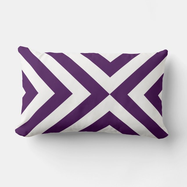 Purple and White Chevrons Lumbar Cushion (Front)