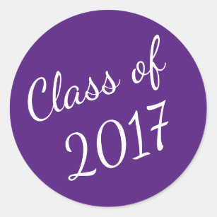 Purple and White Class of 2017 Graduation Stickers