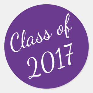 Purple and White Class of 2017 Graduation Stickers