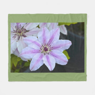 Purple And White Clematis Fleece Blanket