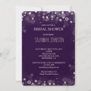 Purple and White Confetti Bokeh bridal shower Invitation
