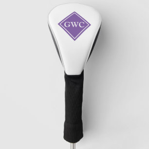Purple And White Custom Monogram Golf Head Cover