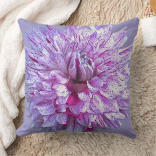 PURPLE AND WHITE DAHLIA/ FLORAL CUSHION