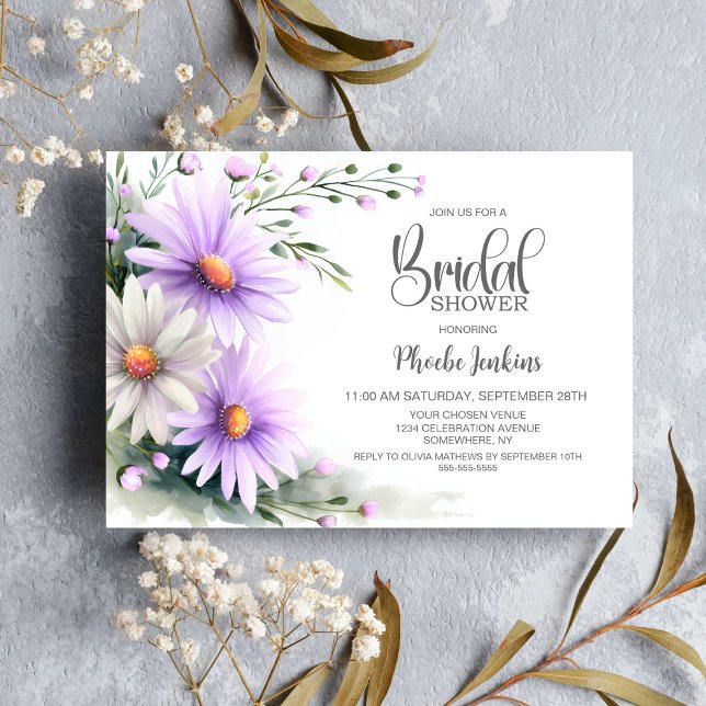 Purple and White Daisies Bridal Shower Invitation (Creator Uploaded)