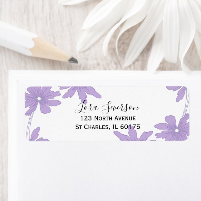 Purple and White Daisies Return Address Label (Insitu)