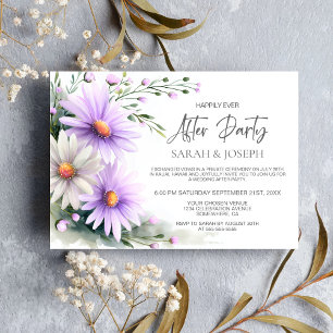 Purple and White Daisies Wedding After Party Invitation