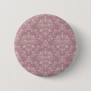 Purple and White Damask 6 Cm Round Badge