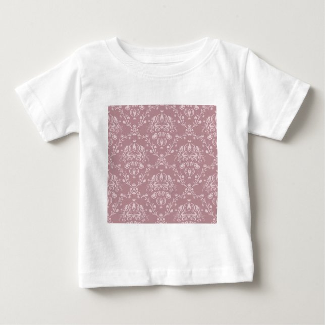 Purple and White Damask Baby T-Shirt (Front)