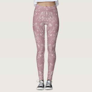 Purple and White Damask Leggings