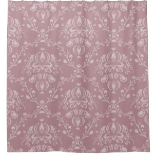 Purple and White Damask Shower Curtain
