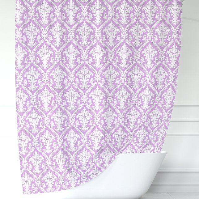 Purple and White Damask Shower Curtain (Creator Uploaded)