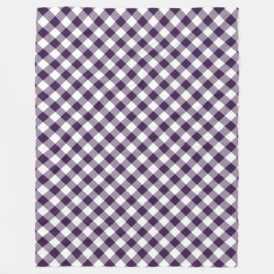 Purple and White Diagonal Buffalo Plaid Fleece Blanket
