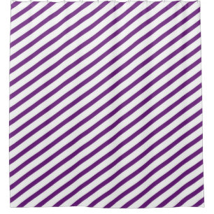 Purple and White Diagonal Stripes Modern Shower Curtain
